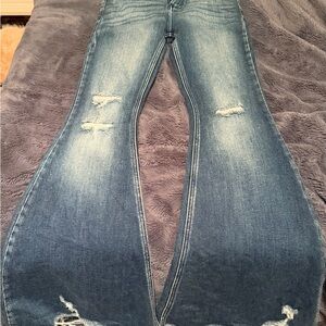 KanCan Distressed Flare Jeans in Blue